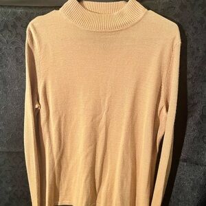 Vintage Silk & Wool Beige Ribbed Turtleneck Sweater